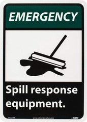 NMC - "Emergency - Spill Response Equipment", 14" Long x 10" Wide, Rigid Plastic Safety Sign - Rectangle, 0.05" Thick, Use for Accident Prevention - Industrial Tool & Supply