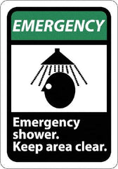 NMC - "Emergency - Emergency Shower - Keep Area Clear", 10" Long x 7" Wide, Rigid Plastic Safety Sign - Rectangle, 0.05" Thick, Use for First Aid - Industrial Tool & Supply