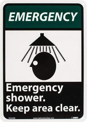 NMC - "Emergency - Emergency Shower - Keep Area Clear", 14" Long x 10" Wide, Rigid Plastic Safety Sign - Rectangle, 0.05" Thick, Use for First Aid - Industrial Tool & Supply