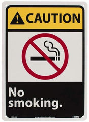 NMC - "Caution - No Smoking", 14" Long x 10" Wide, Rigid Plastic Safety Sign - Rectangle, 0.05" Thick, Use for Accident Prevention - Industrial Tool & Supply