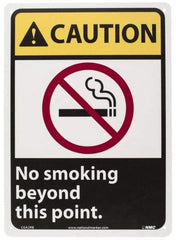 NMC - "Caution - No Smoking Beyond This Point", 14" Long x 10" Wide, Rigid Plastic Safety Sign - Rectangle, 0.05" Thick, Use for Accident Prevention - Industrial Tool & Supply