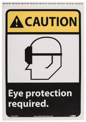 NMC - "Caution - Eye Protection Required", 14" Long x 10" Wide, Pressure-Sensitive Vinyl Safety Sign - Rectangle, 0.004" Thick, Use for Accident Prevention - Industrial Tool & Supply