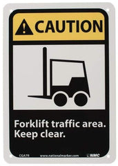 NMC - "Caution - Forklift Traffic Area - Keep Clear", 10" Long x 7" Wide, Rigid Plastic Safety Sign - Rectangle, 0.05" Thick, Use for Accident Prevention - Industrial Tool & Supply