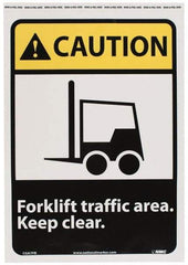 NMC - "Caution - Forklift Traffic Area - Keep Clear", 14" Long x 10" Wide, Pressure-Sensitive Vinyl Safety Sign - Rectangle, 0.004" Thick, Use for Accident Prevention - Industrial Tool & Supply