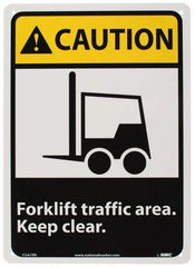 NMC - "Caution - Forklift Traffic Area - Keep Clear", 14" Long x 10" Wide, Rigid Plastic Safety Sign - Rectangle, 0.05" Thick, Use for Accident Prevention - Industrial Tool & Supply