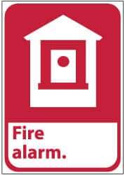 NMC - Fire Alarm, Pressure Sensitive Vinyl Fire Sign - 10" Wide x 14" High - Industrial Tool & Supply