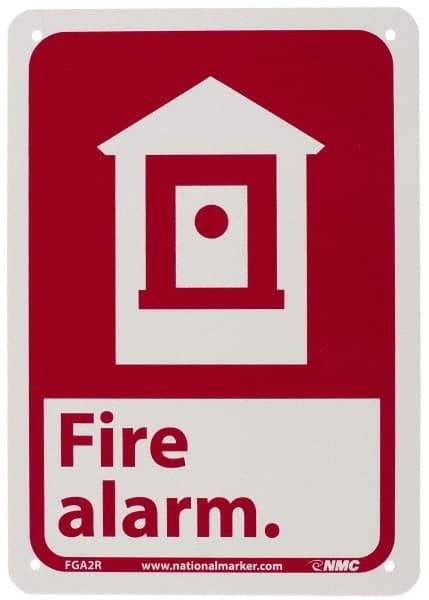 NMC - Fire Alarm, Plastic Fire Sign - 7" Wide x 10" High - Industrial Tool & Supply