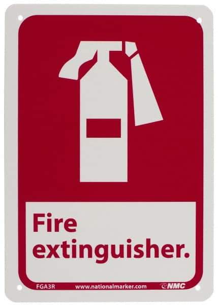 NMC - Fire Extinguisher, Plastic Fire Sign - 7" Wide x 10" High - Industrial Tool & Supply