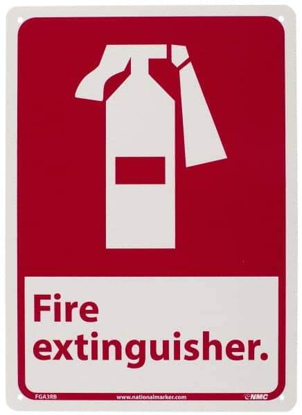 NMC - Fire Extinguisher, Plastic Fire Sign - 10" Wide x 14" High - Industrial Tool & Supply