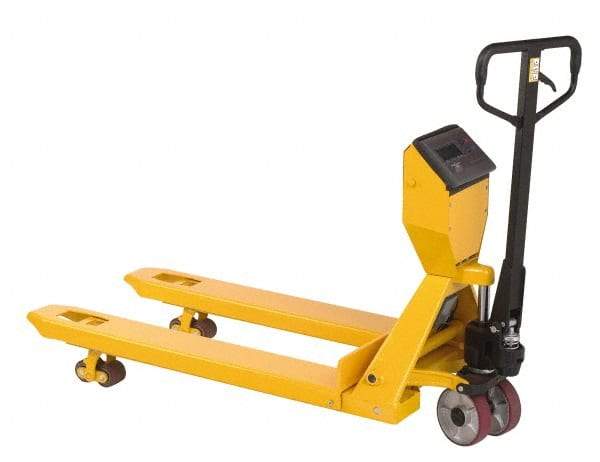 Wesco Industrial Products - 5,000 Lb Capacity, 8" Lift Scale Pallet Truck - 2.9" Min Lift Height, 47-1/2" Fork Length x 27-1/2" Fork Width, 27-1/2" Overall Width - Industrial Tool & Supply