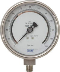 Wika - 4" Dial, 1/4 Thread, 0-600 Scale Range, Pressure Gauge - Lower Connection Mount, Accurate to 0.25% of Scale - Industrial Tool & Supply