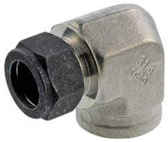 Parker - 3/8" OD, Stainless Steel Female Elbow - 1-1/16" Hex, Comp x FNPT Ends - Industrial Tool & Supply