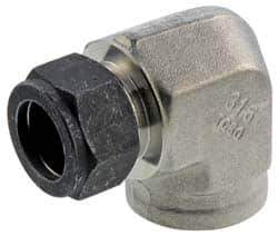 Parker - 1/4" OD, Stainless Steel Female Elbow - 1-1/16" Hex, Comp x FNPT Ends - Industrial Tool & Supply