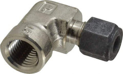 Parker - 1/4" OD, Stainless Steel Female Elbow - 11/16" Hex, Comp x FNPT Ends - Industrial Tool & Supply