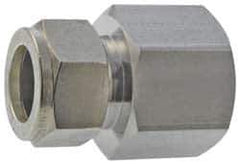 Parker - 3/8" OD, Stainless Steel Female Connector - -425 to 1,200°F, 1-1/4" Hex, Comp x FNPT Ends - Industrial Tool & Supply