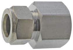 Parker - 3/8" OD, Stainless Steel Female Connector - -425 to 1,200°F, 1-1/16" Hex, Comp x FNPT Ends - Industrial Tool & Supply