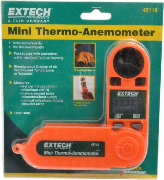 Extech - 0.5 to 28 m/Sec Air Anemometer - 122°F Max - Industrial Tool & Supply