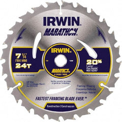 Irwin - 6-1/2" Diam, 5/8" Arbor Hole Diam, 18 Tooth Wet & Dry Cut Saw Blade - Carbide-Tipped, Framing & Ripping Action, Standard Round Arbor - Industrial Tool & Supply