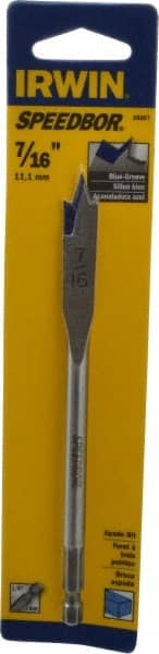 Irwin - 7/16", 1/4" Hex Shank, Bright Finish, High Speed Steel, Spade Blade Drill Bit - Industrial Tool & Supply