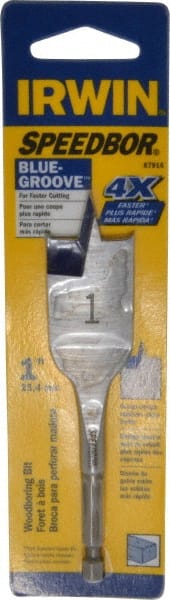 Irwin - 1", 1/4" Hex Shank, Bright Finish, High Speed Steel, Spade Blade Drill Bit - Industrial Tool & Supply