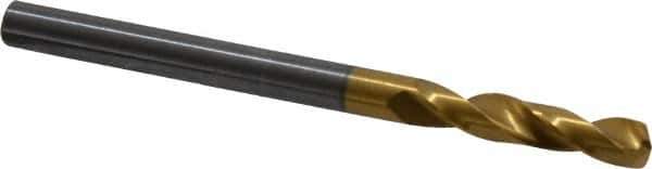 Guhring - 5/32" 140° Spiral Flute Solid Carbide Screw Machine Drill Bit - TiN Finish, Right Hand Cut, 22mm Flute Length, 55mm OAL, SU Point, Straight Shank - Industrial Tool & Supply