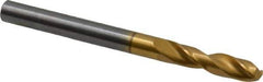Guhring - 5.19938mm 140° Spiral Flute Solid Carbide Screw Machine Drill Bit - TiN Finish, Right Hand Cut, 26mm Flute Length, 62mm OAL, SU Point, Straight Shank - Industrial Tool & Supply