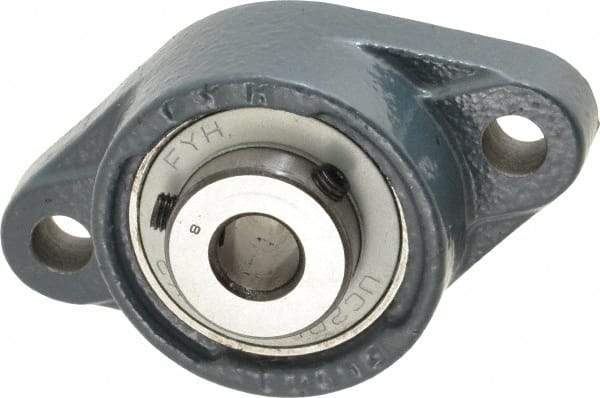 Value Collection - 1/2" ID, 2-7/32" OAW x 3-7/8" OAL x 2-7/32" OAH 2-Bolt High Temperature Flange Bearing - 1,650 Lb Static Cap, 2,830 Lb Dyn Cap, 3" Btw Mnt Hole Ctrs, 19/32" Base-to-Ctr Ht, Cast Iron - Industrial Tool & Supply