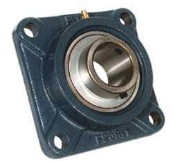 Value Collection - 2-3/16" ID, 6-3/8" OAW x 6-3/8" OAL x 6-3/8" OAH 4-Bolt High Temperature Flange Bearing - 6,470 Lb Static Cap, 9,550 Lb Dyn Cap, 5-1/8" Btw Mnt Hole Ctrs, 63/64" Base-to-Ctr Ht, Cast Iron - Industrial Tool & Supply