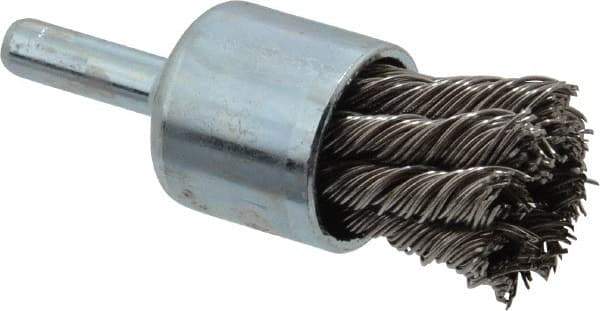 Anderson - 3/4" Brush Diam, Knotted, End Brush - 1/4" Diam Shank, 22,000 Max RPM - Industrial Tool & Supply