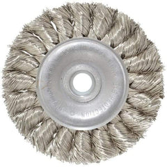 Anderson - 3" OD, 1/2" Arbor Hole, Knotted Stainless Steel Wheel Brush - 3/8" Face Width, 5/8" Trim Length, 0.014" Filament Diam, 25,000 RPM - Industrial Tool & Supply