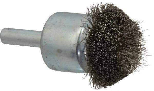 Anderson - 1-1/4" Brush Diam, Crimped, Flared End Brush - 1/4" Diam Shank, 20,000 Max RPM - Industrial Tool & Supply