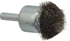Anderson - 1-1/4" Brush Diam, Crimped, Flared End Brush - 1/4" Diam Shank, 20,000 Max RPM - Industrial Tool & Supply