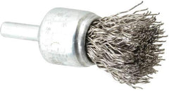 Anderson - 3/4" Brush Diam, Crimped, End Brush - 1/4" Diam Shank, 22,000 Max RPM - Industrial Tool & Supply