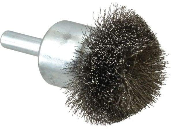 Anderson - 1-1/2" Brush Diam, Crimped, Flared End Brush - 1/4" Diam Shank, 20,000 Max RPM - Industrial Tool & Supply