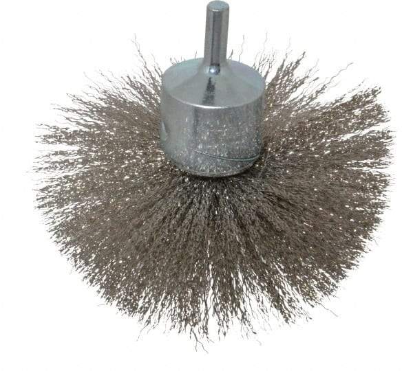 Anderson - 4" Brush Diam, Crimped, Flared End Brush - 1/4" Diam Shank, 15,000 Max RPM - Industrial Tool & Supply