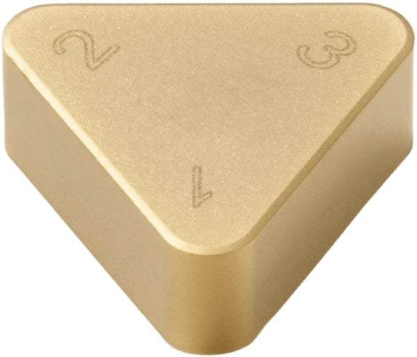 Seco - TNMN222 Grade CBN300P PCBN Turning Insert - TiAlN/TiN Finish, 60° Triangle, 1/4" Inscr Circle, 1/8" Thick, 1/32" Corner Radius - Industrial Tool & Supply