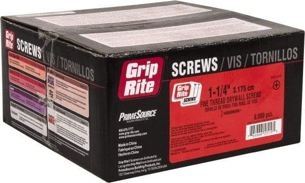 Value Collection - #6, 1-1/4" OAL, Phillips Drive Bugle Head, Steel Drywall Screws - Black Phosphate Finish, Grade 1018 - Industrial Tool & Supply