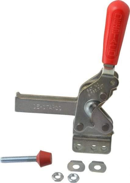 De-Sta-Co - 1,000 Lb Holding Capacity, Vertical Handle, Manual Hold Down Toggle Clamp - 64° Handle Movement, 76° Bar Opening, U-Bar, Straight Base, Electro-Plated Zinc, Carbon Steel - Industrial Tool & Supply