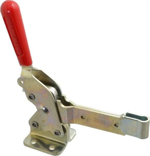 De-Sta-Co - 1,400 Lb Holding Capacity, Vertical Handle, Manual Hold Down Toggle Clamp - 66° Handle Movement, 78° Bar Opening, Solid Bar, Flanged Base, Electro-Plated Zinc, Carbon Steel - Industrial Tool & Supply