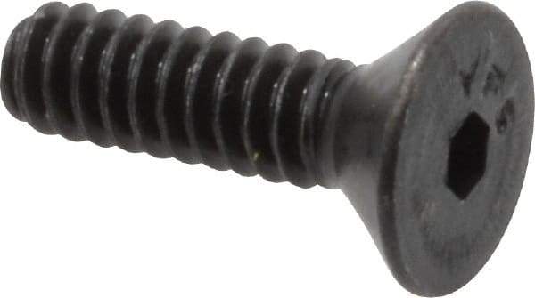 Value Collection - #6-32 UNC Hex Socket Drive, 82° Flat Screw - Alloy Steel, Black Oxide Finish, Fully Threaded, 1/2" OAL - Industrial Tool & Supply