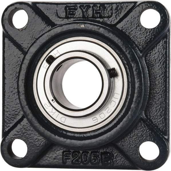Value Collection - 1-3/16" ID, 4-1/4" OAW x 4-1/4" OAL x 4-1/4" OAH 4-Bolt High Temperature Flange Bearing - 2,500 Lb Static Cap, 4,300 Lb Dyn Cap, 3-1/4" Btw Mnt Hole Ctrs, 45/64" Base-to-Ctr Ht, Cast Iron - Industrial Tool & Supply
