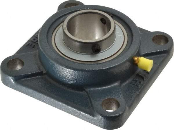Value Collection - 1-1/4" ID, 4-1/4" OAW x 4-1/4" OAL x 4-1/4" OAH 4-Bolt High Temperature Flange Bearing - 2,500 Lb Static Cap, 4,300 Lb Dyn Cap, 3-1/4" Btw Mnt Hole Ctrs, 45/64" Base-to-Ctr Ht, Cast Iron - Industrial Tool & Supply