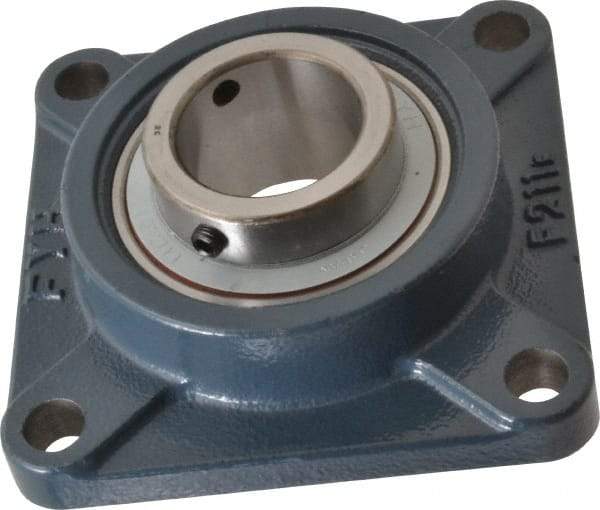 Value Collection - 2" ID, 6-3/8" OAW x 6-3/8" OAL x 6-3/8" OAH 4-Bolt High Temperature Flange Bearing - 6,470 Lb Static Cap, 9,550 Lb Dyn Cap, 5-1/8" Btw Mnt Hole Ctrs, 63/64" Base-to-Ctr Ht, Cast Iron - Industrial Tool & Supply