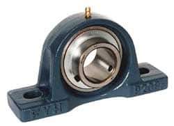 Value Collection - 1-1/4" ID, 3-21/32" OAW x 6-9/16" OAL x 3-21/32" OAH High Temperature Ball Bearing Pillow Block - 3,400 Lb Static Cap, 5,650 Lb Dyn Cap, 5" Btw Mnt Hole Ctrs, 1-7/8" Base-to-Ctr Ht, Cast Iron - Industrial Tool & Supply