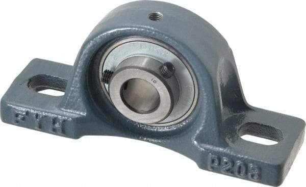 Value Collection - 5/8" ID, 2-3/8" OAW x 5" OAL x 2-3/8" OAH High Temperature Ball Bearing Pillow Block - 1,650 Lb Static Cap, 2,830 Lb Dyn Cap, 3-3/4" Btw Mnt Hole Ctrs, 1-3/16" Base-to-Ctr Ht, Cast Iron - Industrial Tool & Supply