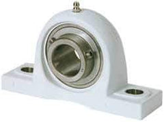 Value Collection - 1-7/16" ID, 42.9mm OAL x 3-23/32" OAH Pillow Block - 3,462 Lb Static Cap, 5,777 Lb Dyn Cap, 5" Btw Mnt Hole Ctrs, SS Thermoplastic - Industrial Tool & Supply