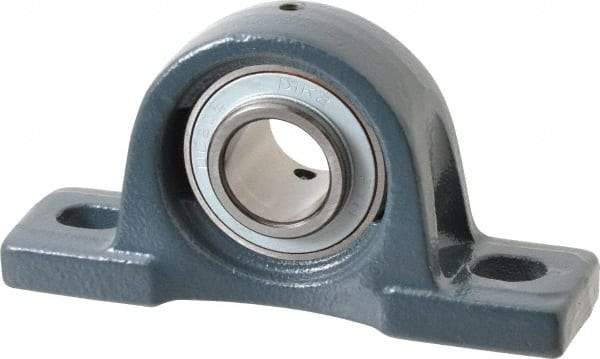 Value Collection - 1" ID, 2-25/32" OAW x 5-1/2" OAL x 2-25/32" OAH High Temperature Ball Bearing Pillow Block - 1,740 Lb Static Cap, 3,100 Lb Dyn Cap, 4-1/8" Btw Mnt Hole Ctrs, 1-7/16" Base-to-Ctr Ht, Cast Iron - Industrial Tool & Supply