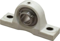 Value Collection - 1" ID, 5.5313" OAL x 2-25/32" OAH Pillow Block - 1,764 Lb Static Cap, 3,147 Lb Dyn Cap, 4-1/8" Btw Mnt Hole Ctrs, SS Thermoplastic - Industrial Tool & Supply