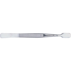 4 1/2″ Flat Rounded Spade Point Tweezers - Industrial Tool & Supply