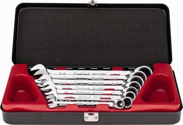 Blackhawk by Proto - 8 Piece, 5/16" to 3/4", Combination Wrench Set - Inch Measurement Standard, Full Polish Finish, Comes in Case - Industrial Tool & Supply